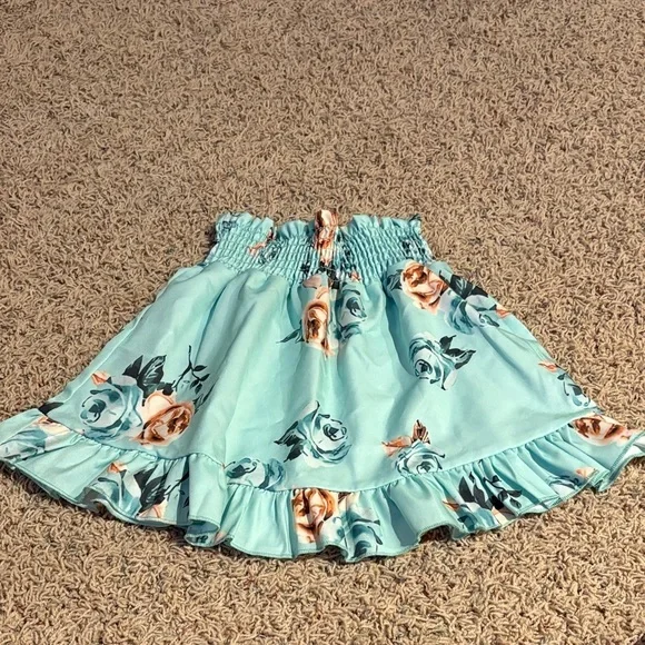Floral Blue Kids Skirt Set - Picture 2 of 5